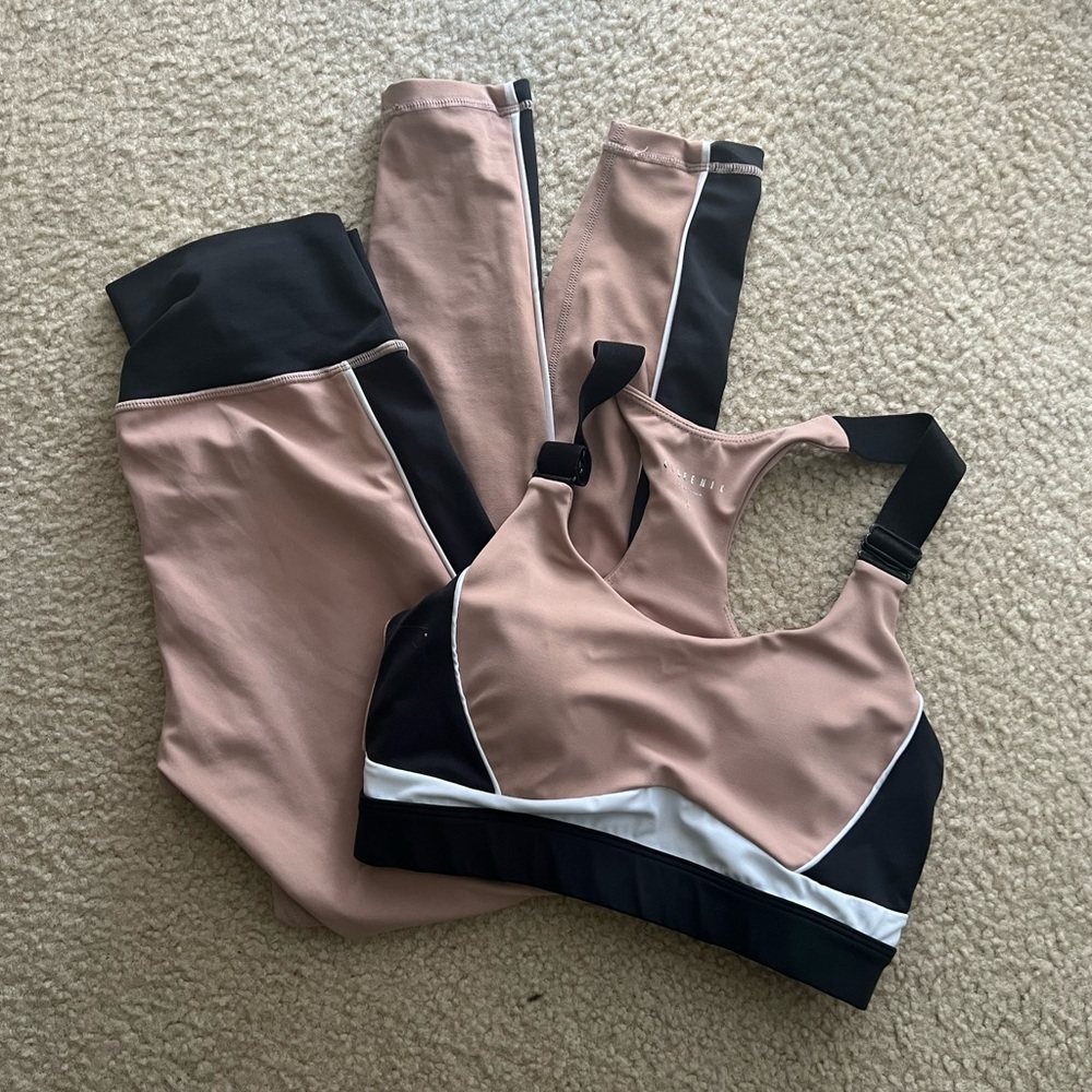 Ivy Dusty Pink/Black 7/8 Leggings High Rise Compression High Impact